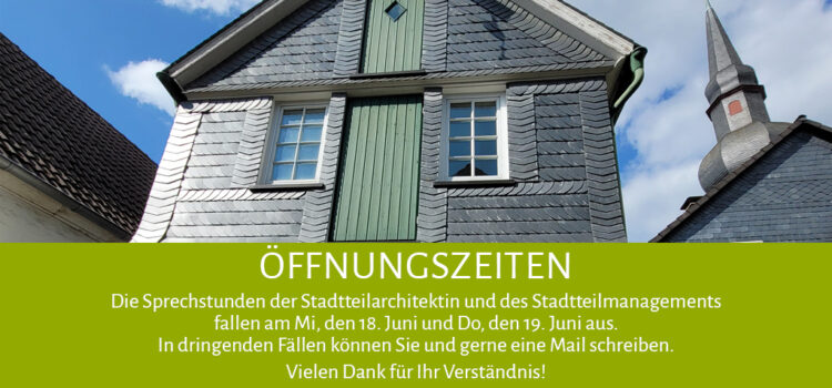 Hinweis Öffnungszeiten