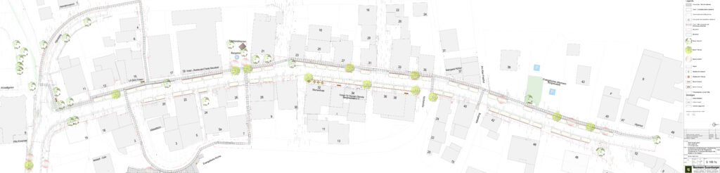 Entwurfszeichnung zur geplanten barrierearmen Umgestaltung der Altstadt entlang der Hauptstraße