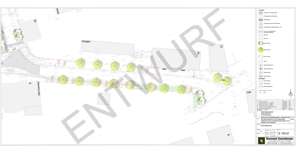 Entwurfszeichnung zur geplanten barrierearmen Umgestaltung der Hauptstraße im Bereich Altstadteingang